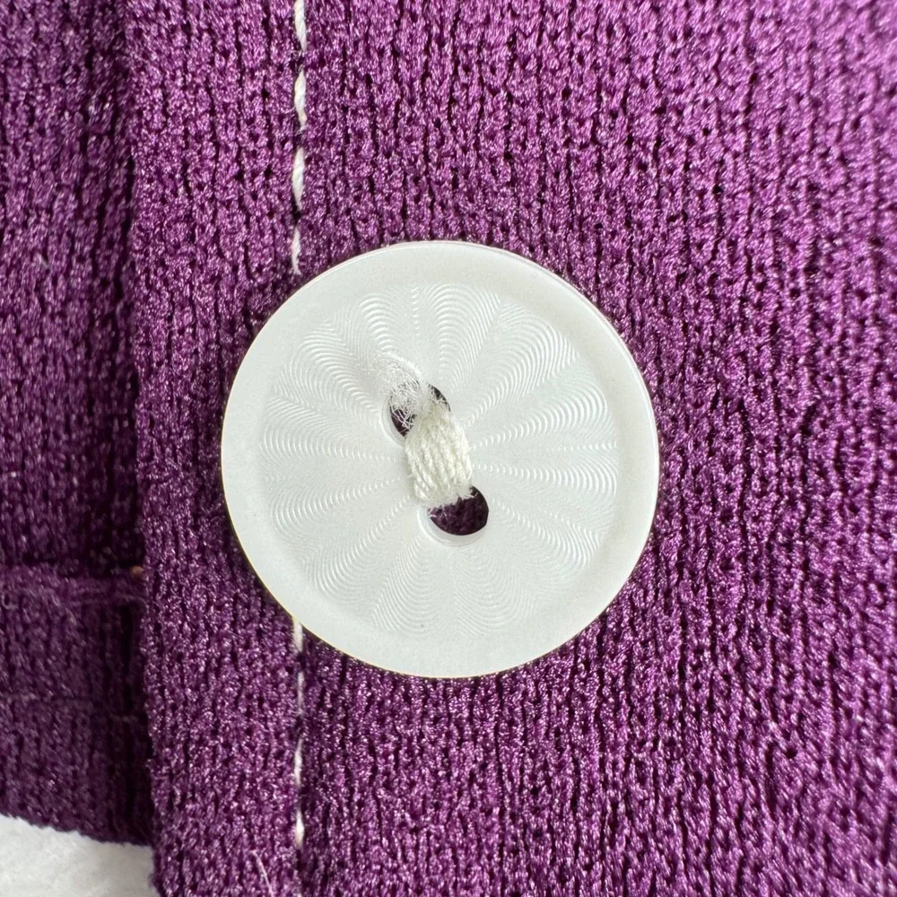 VINTAGE Lady Blair Cardigan Vest Set Womens 7 Purple 70s ILGWU Contrast Stitch